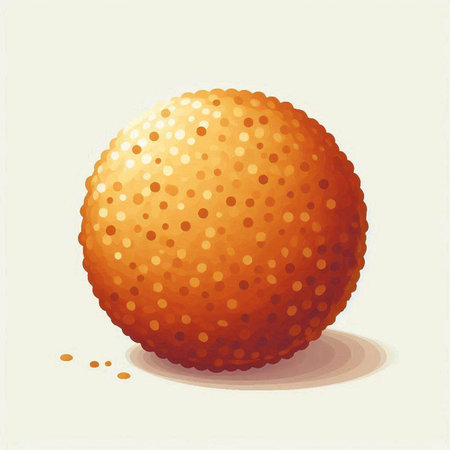 Illustration of a small orange ball with dots on a white backgroundのイラスト素材