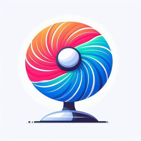 Illustration of a colorful spinning fan on a white background. Vector illustrationのイラスト素材