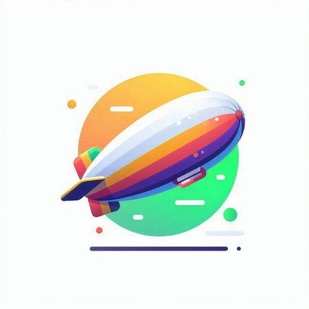 Airship icon. Colorful airship vector icon. Illustration of airshipのイラスト素材