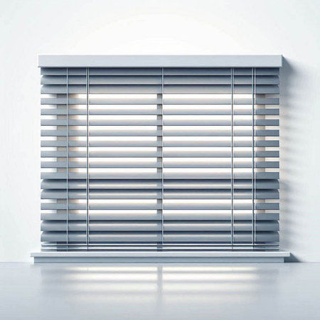 Illustration of window with blinds on a white wall background.のイラスト素材