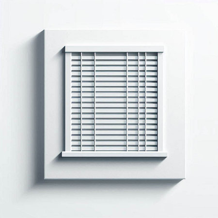 Window with blinds on the white wall. 3D illustration.のイラスト素材