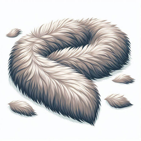Vector illustration of a fluffy gray fox tail on a white background.のイラスト素材
