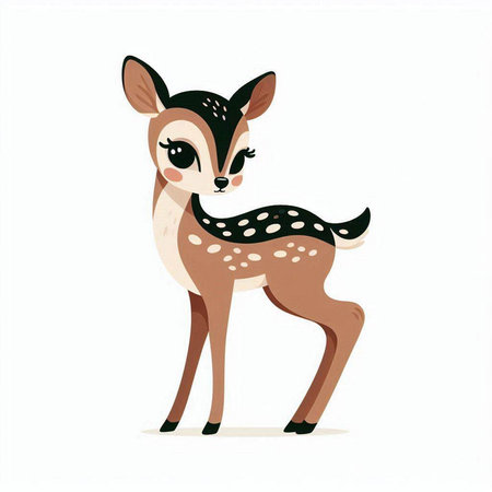 Fawn isolated on white background. Cute cartoon animal. Vector illustration.のイラスト素材