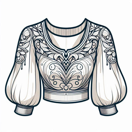 Vintage blouse. Hand drawn vector illustration for your design.のイラスト素材