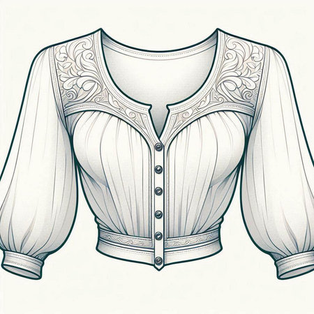 Women's blouse with ornament on a white background. Vector illustrationのイラスト素材