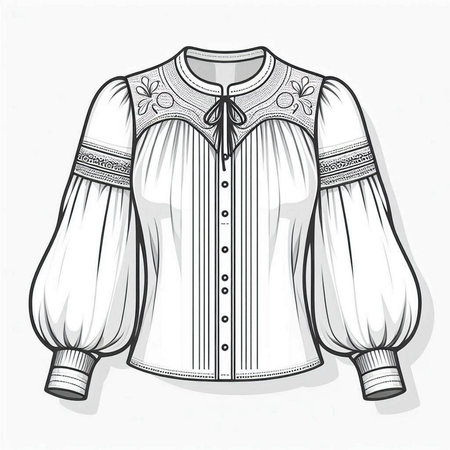 White blouse with embroidery on a white background. Vector illustrationのイラスト素材