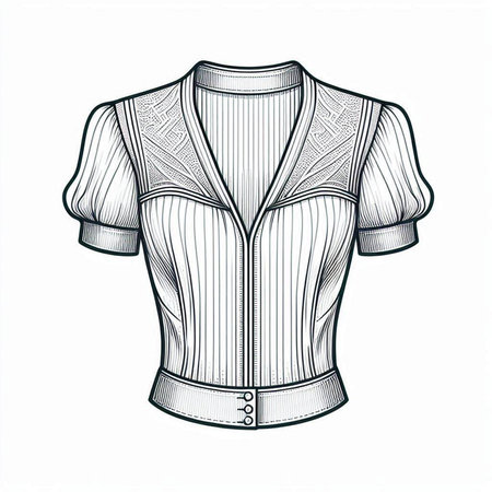 Women's blouse on a white background. Vector illustration in sketch style.のイラスト素材