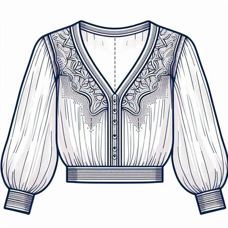 Illustration of a blouse with a pattern on a white backgroundのイラスト素材