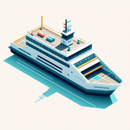 Cruise ship isometric view. Vector illustration of a passenger ship.のイラスト素材