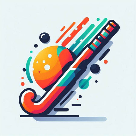 Illustration of a hockey stick, ball and bat. Vector illustration.のイラスト素材
