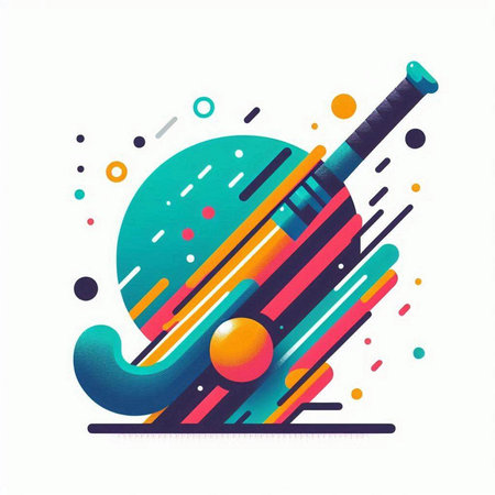 Colorful abstract background with baseball bat and ball. Vector illustration.のイラスト素材