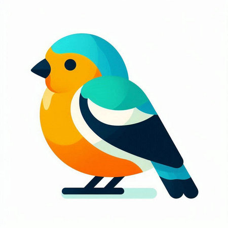 Illustration of a cute cartoon bird isolated on a white background.のイラスト素材