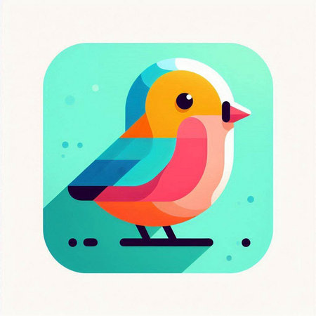 Colorful bird icon, vector illustration. Flat design style with long shadowのイラスト素材