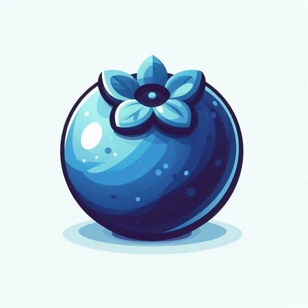 Blueberry with a blue bow on a white background. Vector illustration.のイラスト素材