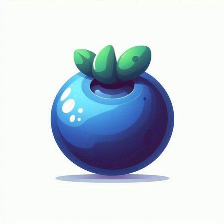 Blueberry on a white background. Vector illustration in cartoon style.のイラスト素材