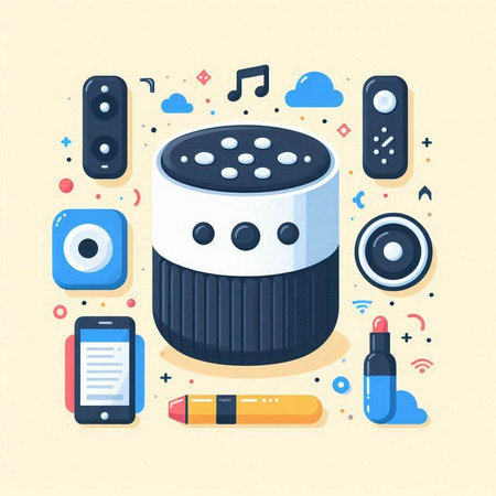 Audio speaker flat design vector illustration. Music and sound equipment concept.のイラスト素材