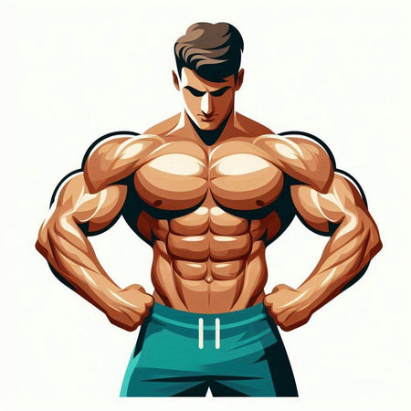 Vector illustration of a strong bodybuilder. Isolated on white background.のイラスト素材