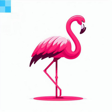 Pink flamingo on a white background. Vector illustration of a flamingo.のイラスト素材