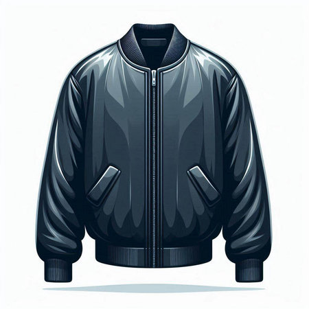 Vector illustration of a black leather jacket on a white background. Front view.のイラスト素材