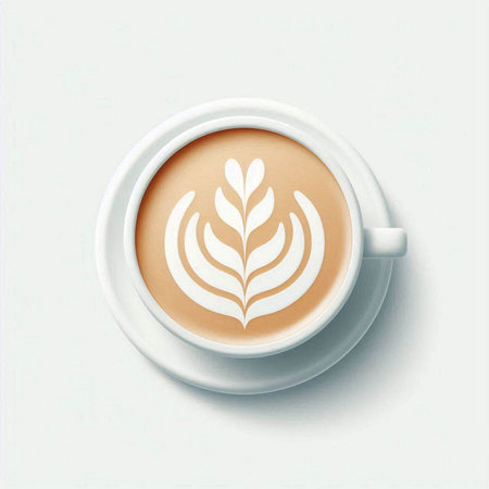 Cup of cappuccino or latte art on white backgroundのイラスト素材
