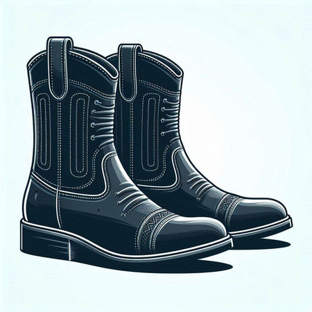 Vector illustration of a pair of boots on a white background. Vintage style.のイラスト素材