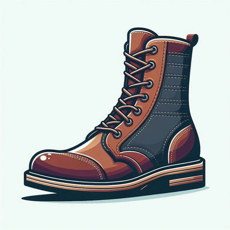 Vector illustration of brown leather boot isolated on white background. Side view.のイラスト素材