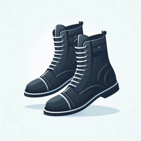 Vector illustration of a pair of black boots on a white background.のイラスト素材