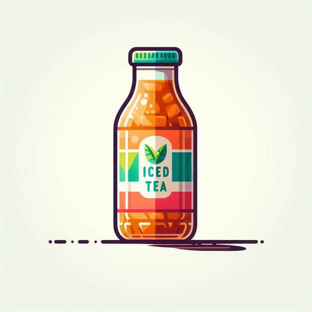 Bottle of soft drink with mint leaves. Vector illustration in cartoon style.のイラスト素材