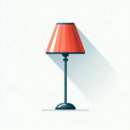 Table lamp flat icon. Vector illustration. Flat design style with long shadowのイラスト素材