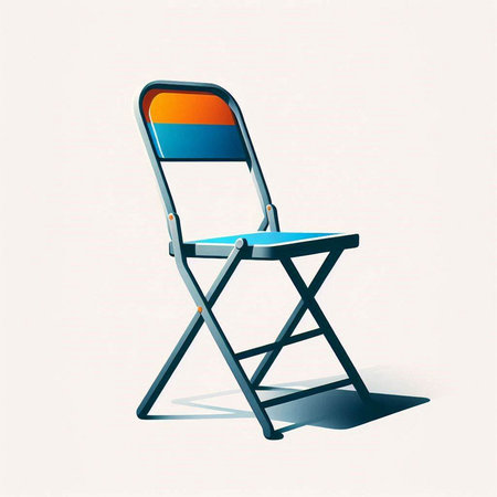 Illustration of a modern folding chair on a white background with shadowのイラスト素材