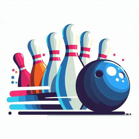 Bowling ball and skittles on a white background. Vector illustration.のイラスト素材