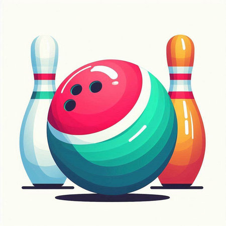 Bowling ball and skittles. Vector illustration in cartoon style.のイラスト素材