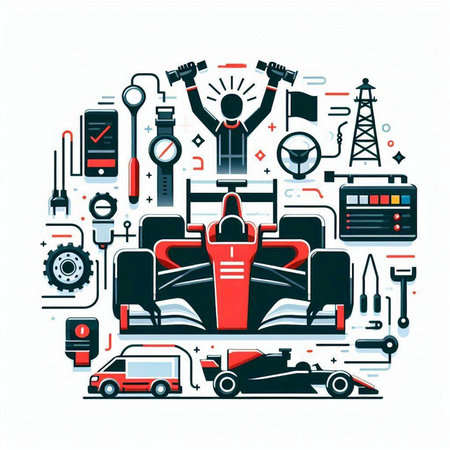 Car service concept. Automotive repair and maintenance. Vector illustration.のイラスト素材