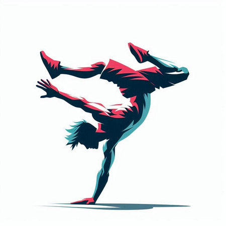 Man dancing breakdance. Vector illustration. Isolated on white background.のイラスト素材