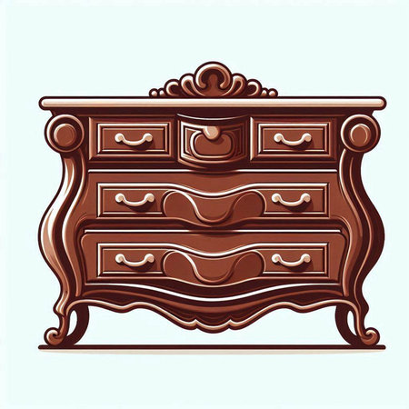 Antique chest of drawers in retro style. Vector illustration.のイラスト素材