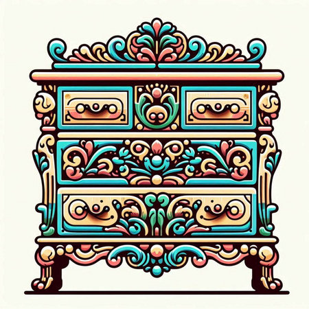 Furniture in the style of baroque. Vector illustrationのイラスト素材