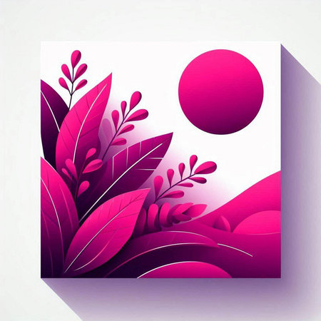 Abstract background with pink leaves and sun. Vector illustration. Eps 10のイラスト素材