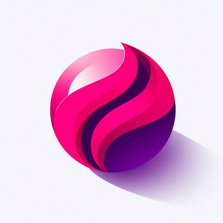 abstract 3d illustration of a pink sphere with shadow on white backgroundのイラスト素材