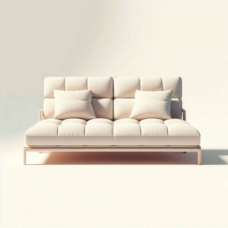 Sofa with pillows on a white background. 3d renderingのイラスト素材