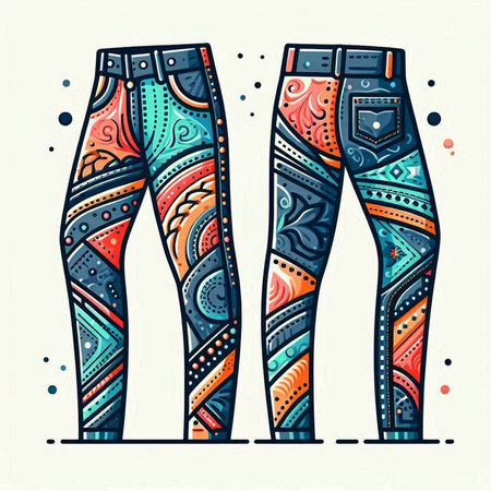 Tattoo art design. Vector illustration. Set of jeans.のイラスト素材