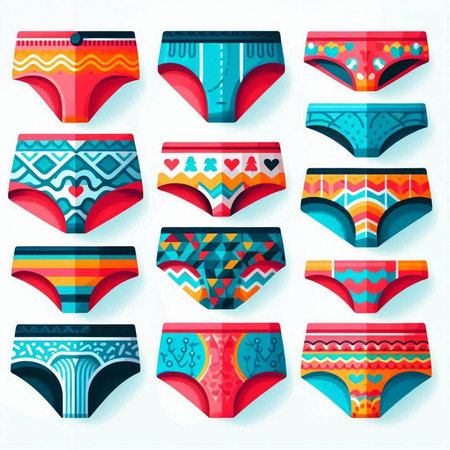 Set of colorful womens panties. Vector illustration in flat style.のイラスト素材