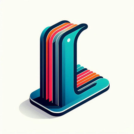 Isometric 3d icon of a letter L on a white backgroundのイラスト素材