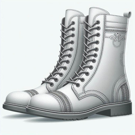 White leather boots isolated on white background. 3d render illustration.のイラスト素材