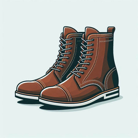 Hiking boots. Vector illustration. Isolated on white background.のイラスト素材