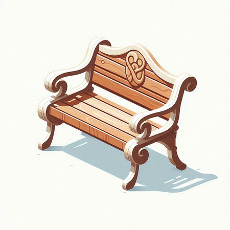Wooden bench on white background. Vector illustration. Eps 10.のイラスト素材