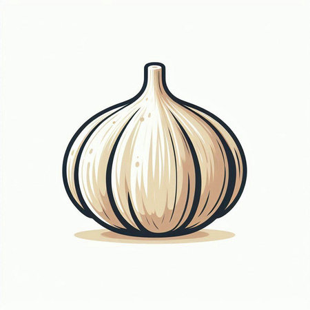 Garlic vector illustration. Hand drawn fresh garlic isolated on white background.のイラスト素材