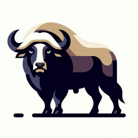 Illustration of a buffalo on a white background, vector illustration.のイラスト素材