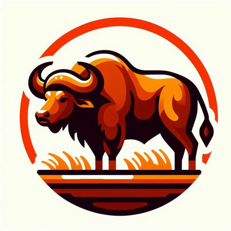Buffalo logo on a white background. Vector illustration of wild animal.のイラスト素材