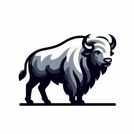 Bison vector illustration isolated on white background. Wild bison icon.のイラスト素材