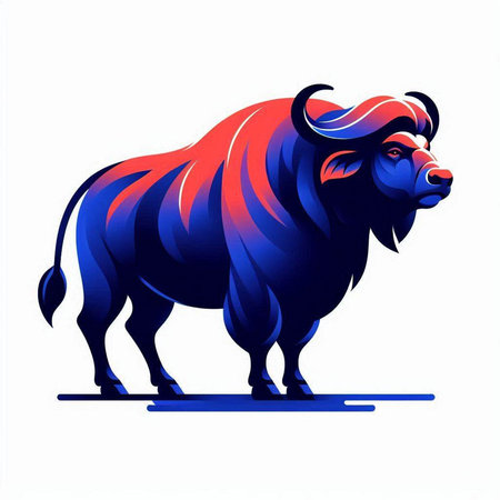 Vector image of a big bison on a white background. Symbol of the year 2021.のイラスト素材